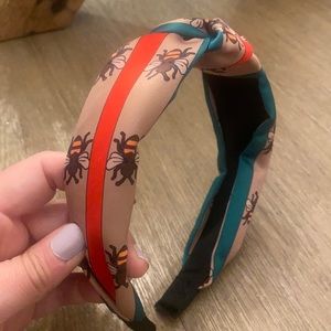 New Inspired Bumble Bee Headband- Tan, Green, & Red Stripe